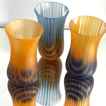 Glass Posy Vase Blue and Orange Stripe