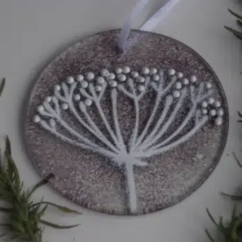Glass Window Hanger with Purple Seed Head Design