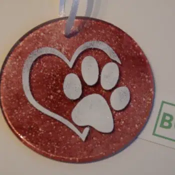 Pink heart/ paw print hanger