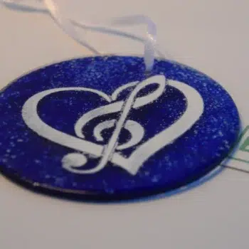 Navy music glass sun catcher/ hanger
