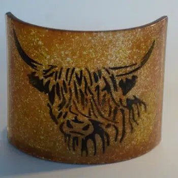 Amber Highland Cow Glass Candle Holder