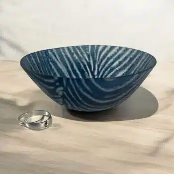 Aventurine Blue Kiln formed glass bowl 13cm