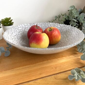 Silver Grey Crackle Glass Fruit Bowl
