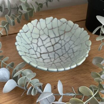 Small Pale Green Crackle Glass Trinket dish